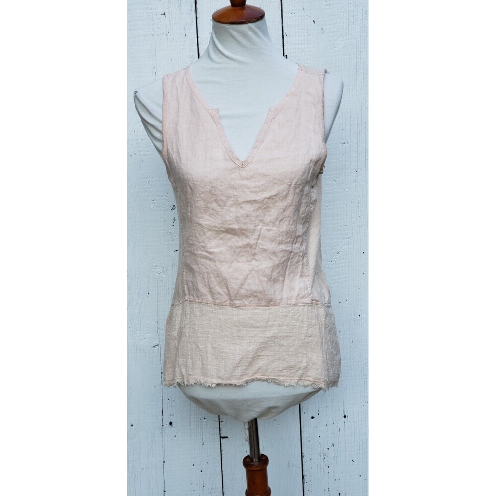 XCVI Wearables Women's Pink Sleeveless 100% LINEN Tank Top Shirt Sz XS